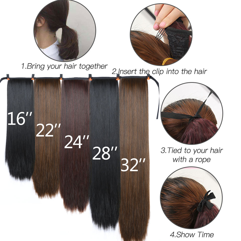 Rechte lange paardenstaartexte - Synthetic Braided Wigs For Black Women recensie en prijs
